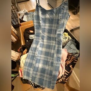 H&M Blue Checkered Mini Dress
